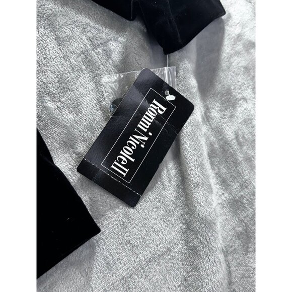 Ronni Nicole II by Ouida Top Women's 1X black Velvet Studded button down Vintage - Picture 7 of 12